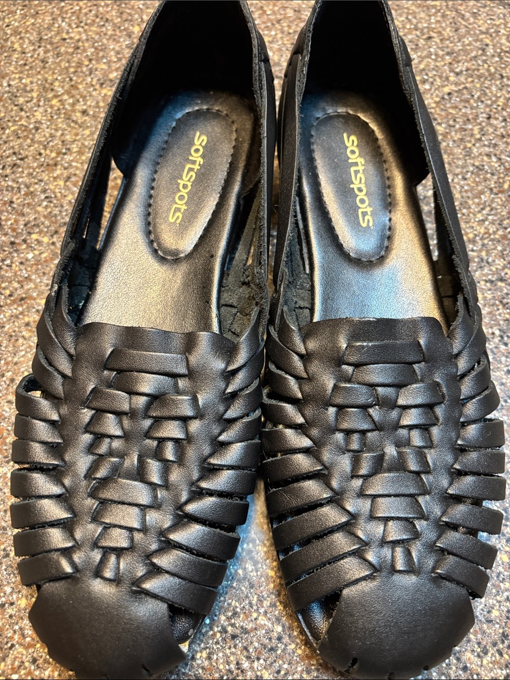 Softspots Black Woven Slip-On Mules